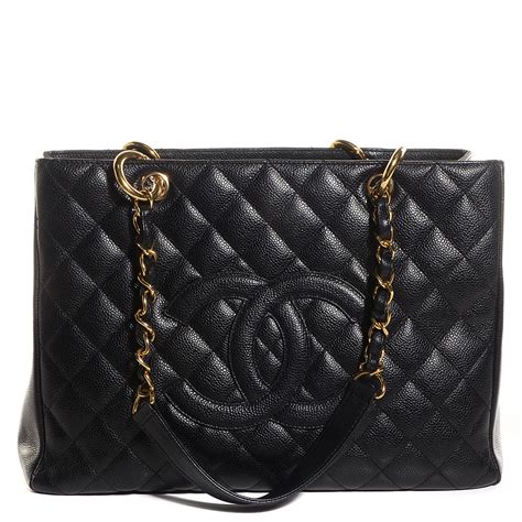 chanel black caviar leather quilted grand shopper tote gst|CHANEL Caviar Grand Shopping Tote GST Black .